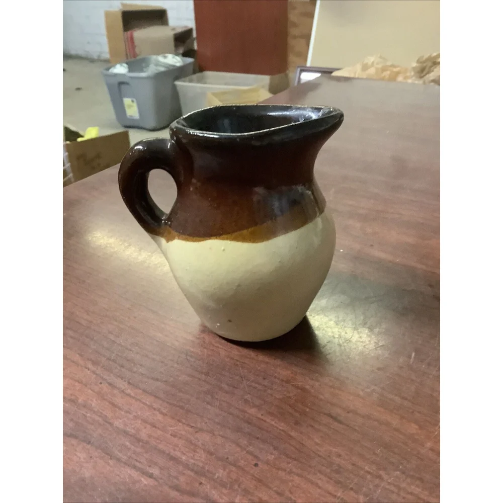 4 Ounce Syrup Pitcher Brown Glaze Pottery